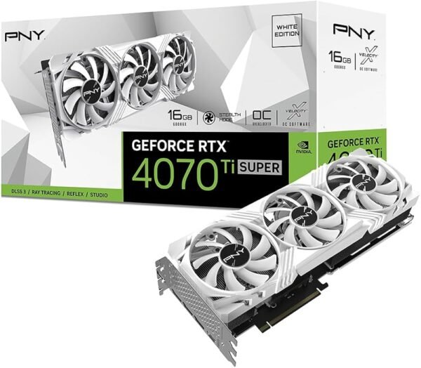PNY GeForce RTX 4070 Ti SUPER Verto OC RGB 16GB GDDR6X PCI-Express Graphics Card - White