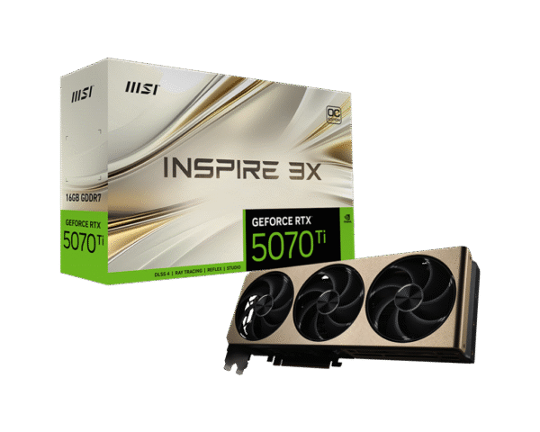 MSI GeForce RTX 5070 Ti Inspire 3X OC Plus 16GB GDDR7 PCI-Express Graphics Card