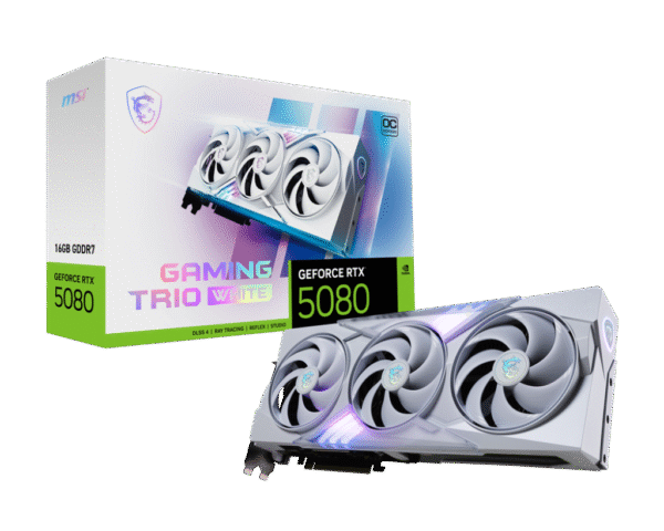 MSI GeForce RTX 5080 Gaming Trio OC White 16GB GDDR7 PCI-Express Graphics Card