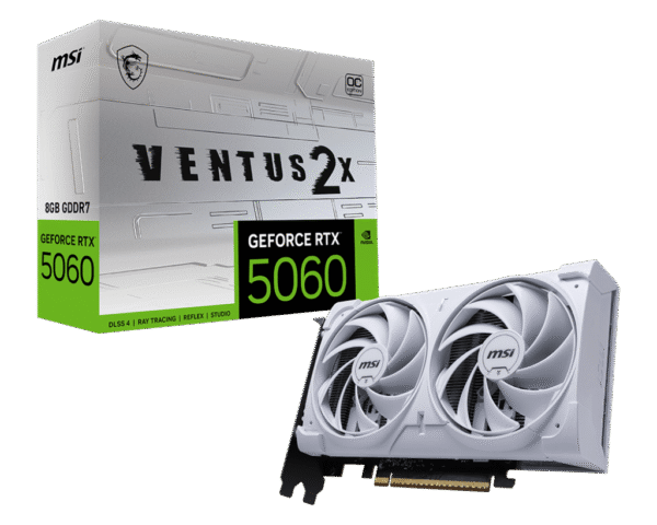 MSI GeForce RTX 5060 Ti Ventus 2x OC White 8GB GDDR7 PCI-Express Graphics Card