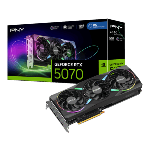 PNY GeForce RTX 5070 ARGB OC Triple Fan 12GB GDDR7 PCI-Express Graphics Card