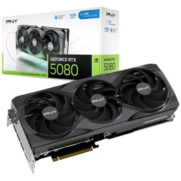 PNY GeForce RTX 5080 OC Triple Fan 16GB GDDR7 PCI-Express Graphics Card