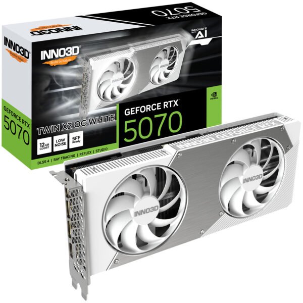 Inno3D GeForce RTX 5070 Twin X2 OC 12GB GDDR7 PCI-Express Graphics Card - White