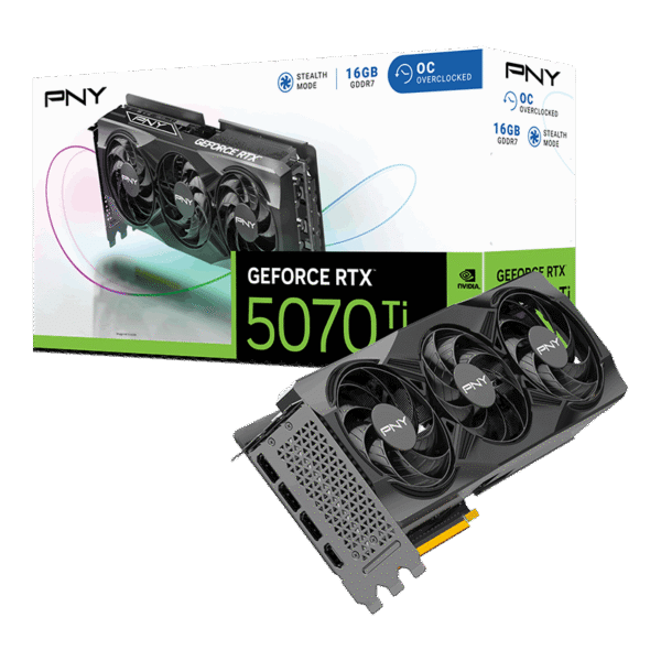 PNY GeForce RTX 5070 Ti OC Triple Fan 16GB GDDR7 PCI-Express Graphics Card