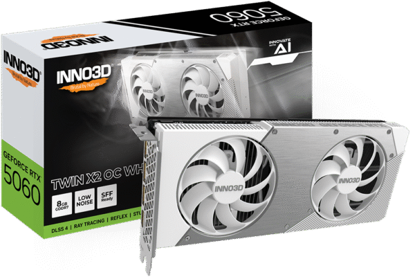 Inno3D GeForce RTX 5060 Twin X2 OC White 8GB GDDR7 PCI-Express Graphics Card