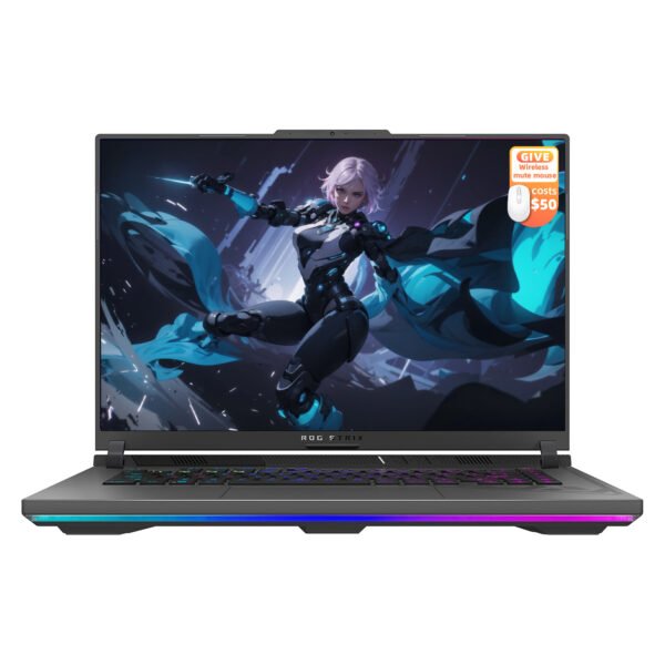 ASUS ROG Strix G16 Gaming Laptop, 16 QHD 240Hz ROG Nebula Display, NVIDIA GeForce RTX 4070, Intel Core i9-14900HX, 32GB DDR5, 2TB PCIe SSD, Wi-Fi 6E, Windows 11 Home, with Wireless Mouse