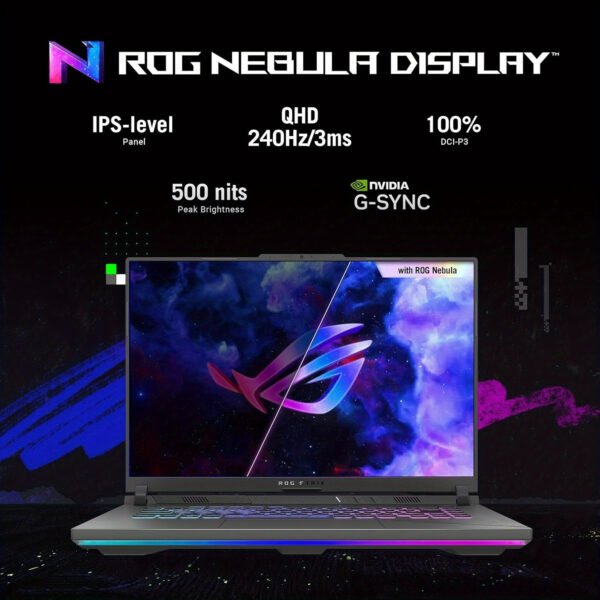 ASUS ROG Strix G16 Gaming Laptop, 16 QHD 240Hz ROG Nebula Display, NVIDIA GeForce RTX 4070, Intel Core i9-14900HX, 16GB DDR5, 2TB PCIe SSD, Wi-Fi 6E, Windows 11 Home, with Wireless Mouse - Image 4