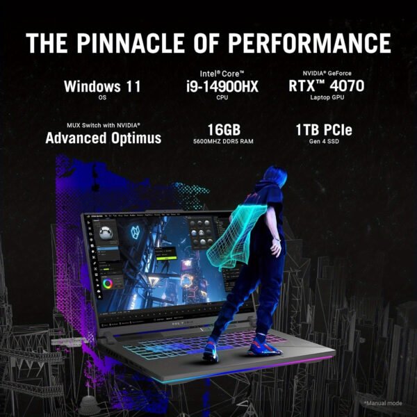ASUS ROG Strix G16 Gaming Laptop, 16 QHD 240Hz ROG Nebula Display, NVIDIA GeForce RTX 4070, Intel Core i9-14900HX, 32GB DDR5, 2TB PCIe SSD, Wi-Fi 6E, Windows 11 Home, with Wireless Mouse - Image 4