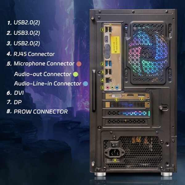 STGAubron Gaming Desktop PC,Core i7 3.4G up to 3.9G,32G RAM,1T SSD,Radeon RX 580 16G GDDR5,600M WiFi, Wireless 5.0,RGB Fan x 5,RGB Keyboard&Mouse,RGB Mouse Pad,RGB Wireless Sound Bar,W10H64 - Image 3