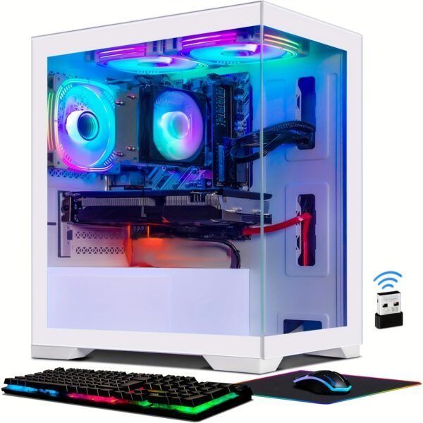 STGAubron Gaming Desktop PC, GeForce RTX 2060 6G GDDR6, Athlon 3000G 3.5G, 16G DDR4, 512G SSD, 600M WiFi, Wireless 5.0, RGB Fan x 3, RGB Keyboard & Mouse & Mouse Pad, W11H64