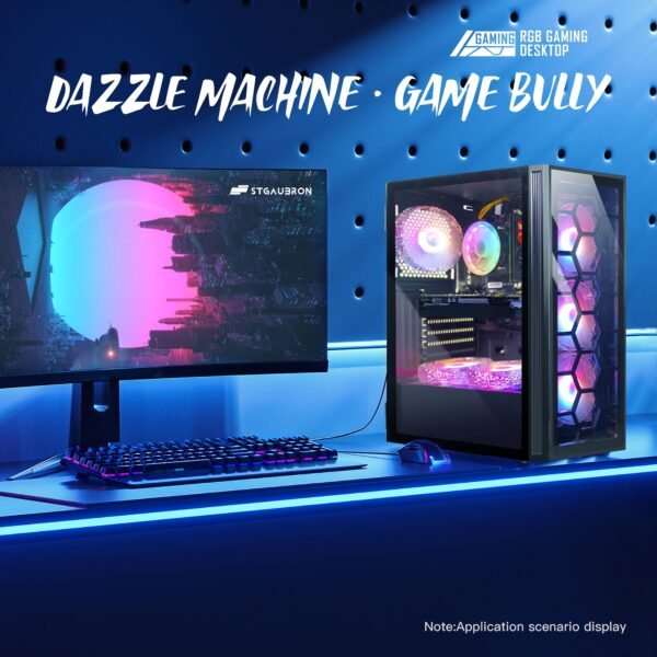STGAubron Gaming Desktop PC, Core i7 3.4G up to 3.9G, 32G RAM, 1T SSD, GeForce GTX 1660 Super 6G GDDR6, 600M WiFi,, RGB Fan x 6, RGB Keyboard&Mouse&Mouse Pad, W10H64 - Image 3