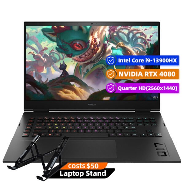 HP Omen Gaming Laptop, 17.3" 2560 x 1440 165Hz, Intel Core i9-13900HX 24-Core, NVIDIA GeForce RTX 4080 12GB, 32GB DDR5, 1TB SSD, Windows 11 Home, RGB Backlit KB, Wi-Fi 6E, Black