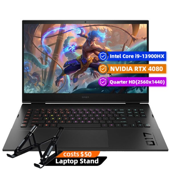 HP Omen Gaming Laptop, 17.3" 2560 x 1440 165Hz, Intel Core i9-13900HX 24-Core, NVIDIA GeForce RTX 4080 12GB, 64GB DDR5, 2TB SSD, Windows 11 Home, RGB Backlit KB, Wi-Fi 6E, Black