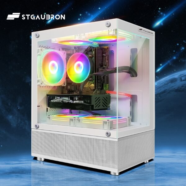 STGAubron Gaming Desktop PC, Radeon RX 580 16G GDDR5, 10th Gen G5905 3.5G, 16G RAM, 1T SSD, WiFi, Wirless 5.0, RGB Fan x 5, RGB Keyboard & Mouse & Mouse Pad, 11th Gen Opearting System - Image 4