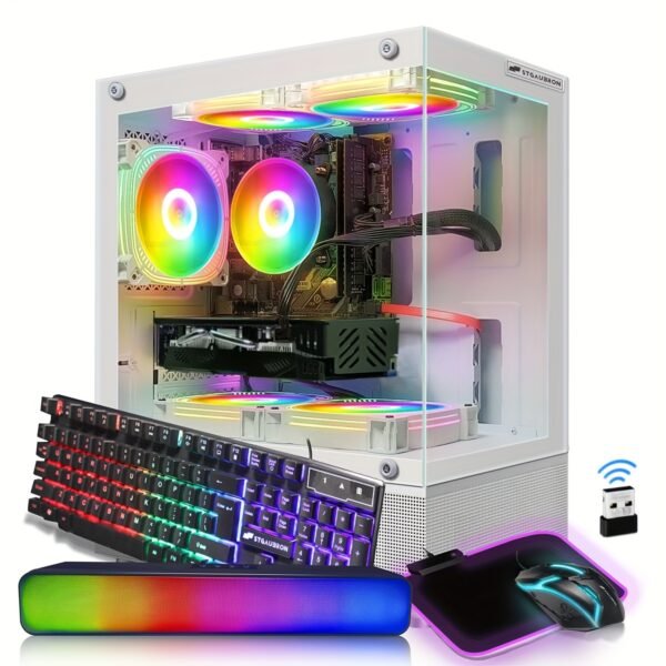 STGAubron Gaming Desktop PC, Radeon RX 580 16G GDDR5, 10th Gen G5905 3.5G, 16G RAM, 1T SSD, WiFi, Wirless 5.0, RGB Fan x 5, RGB Keyboard & Mouse & Mouse Pad, 11th Gen Opearting System - Image 2