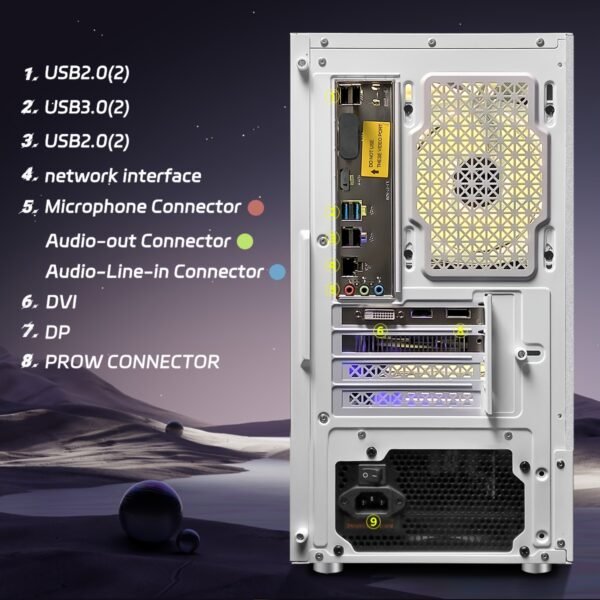 STGAubron Gaming Desktop PC, Radeon RX 580 16G GDDR5, 10th Gen G5905 3.5G, 16G RAM, 1T SSD, WiFi, Wirless 5.0, RGB Fan x 5, RGB Keyboard & Mouse & Mouse Pad, 11th Gen Opearting System - Image 3