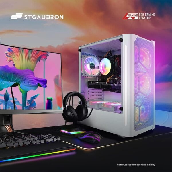 STGAubron Gaming Diamond Desktop, Core I7 3.4 GHz up to 3.9 GHz, GTX 1660 Ti 6G GDDR6, 16G RAM, 512G SSD, WIFI, Wireless 5.0, RGB Fan x 6, RGB Keyboard & Mouse, RGB Mouse Pad, RGB BT Sound Bar, W10H64 - Image 4