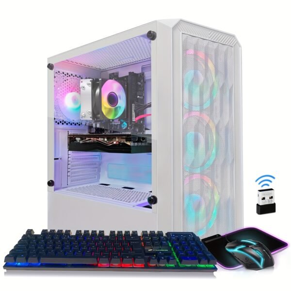 STGAubron Gaming Desktop PC, Athlon 3000G 3.5G, Radeon RX 580 8G GDDR5, 16G DDR4 RAM, 1T SSD, 600M WiFi, Wireless, RGB Fan x 4, RGB Keyboard and Mouse Pad, 11h Gen Opearting System - Image 3