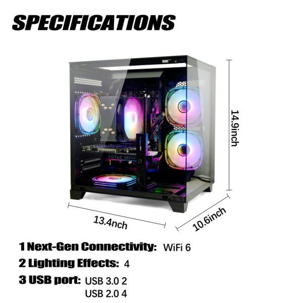LXZ Gaming PC Desktop computer, I5-12400F, 2.5GHz, GeForce RTX 3050 6GB, 16GB DDR4 RAM, 1TB NVME SSD, for Gaming and Work, Black - Image 4