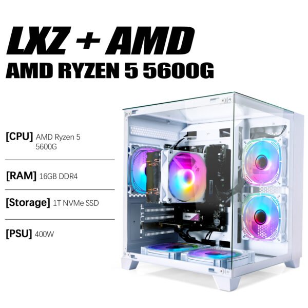 LXZ Desktop Computer PC Computer, R5 5600G, 4.4GHz, 16GB DDR4, 1TB NVMe SSD /R7 5700G, 4.4GHz, 32GB DDR4, 1TB NVMe SSD - Image 3