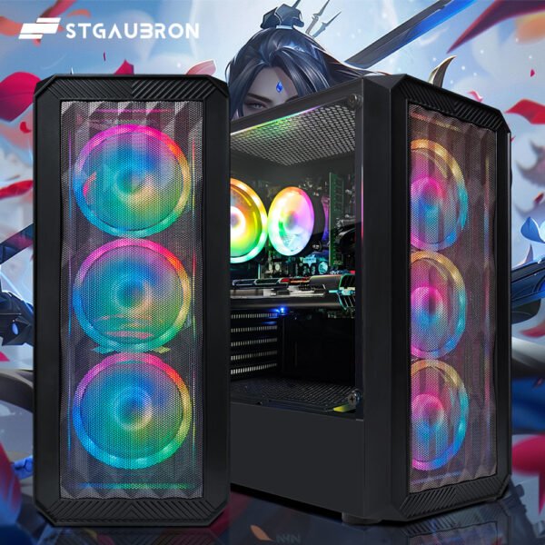 STGAubron Gaming PC Desktop, Radeon RX 590 8G GDDR5, Ryzen 3 3200G 3.6G, 16G DDR4, 512G SSD, 600M WiFi, RGB Fan x4, RGB Mouse Pad, Windows 11 Home - Image 3