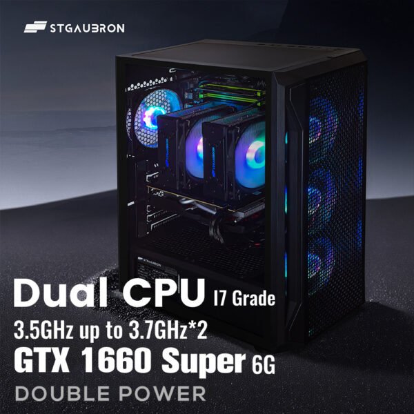 STGAubron Dual CPU Gaming PC, Dual i7 Xeon E5 up to 3.7GHz, GeForce GTX 1660 Super 6G, 16G DDR4, 1T SSD, 600M WiFi, RGB Fan x4, Windows 10 Pro - Image 3