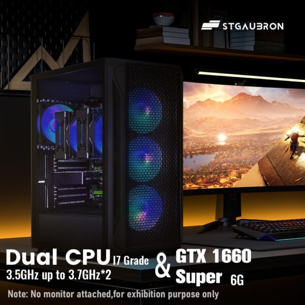 STGAubron Dual CPU Gaming PC, Dual i7 Xeon E5 up to 3.7GHz, GeForce GTX 1660 Super 6G, 16G DDR4, 1T SSD, 600M WiFi, RGB Fan x4, Windows 10 Pro - Image 5