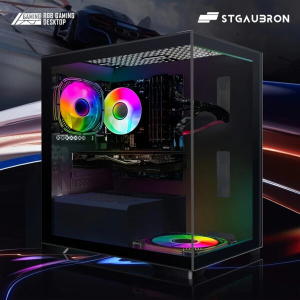 STGAubron Gaming Desktop PC, Core i7 3.4G up to 3.9G, 16G RAM, 512G SSD, Radeon RX 580 16G GDDR5, 600M WiFi, Wireless 5.0, RGB Fan x 2, RGB Keyboard&Mouse, RGB Mouse Pad, RGB Wireless Sound Bar, W10H64 - Image 6