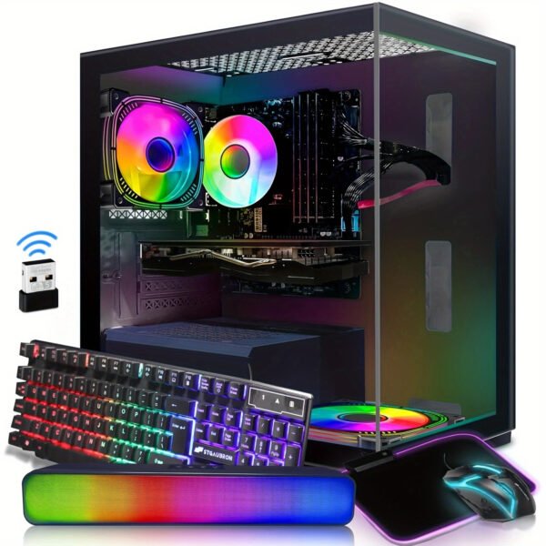 STGAubron Gaming Desktop PC, Core i7 3.4G up to 3.9G, 16G RAM, 512G SSD, Radeon RX 580 16G GDDR5, 600M WiFi, Wireless 5.0, RGB Fan x 2, RGB Keyboard&Mouse, RGB Mouse Pad, RGB Wireless Sound Bar, W10H64 - Image 3