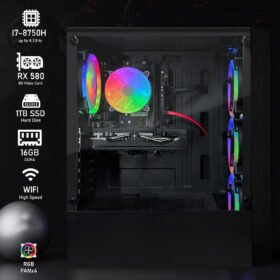 STGAubron Gaming PC Computer Desktop, Radeon RX 580 8G, Core I7 8th up to 4.1GHz, 16G DDR4, 1T SSD, RGB Fan x4, Windows 11 Home