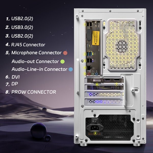 STGAubron Gaming Desktop PC, Radeon RX 580 16G, Core i7-6700 up to 4.0G, 32G DDR4, 2T SSD, 600M WiFi, RGB Fan x3, RGB BT Sound Bar, 10th Gen Opearting System, White - Image 5