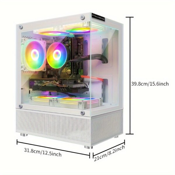 STGAubron Gaming Desktop PC, Radeon RX 580 16G, Core i7-6700 up to 4.0G, 32G DDR4, 2T SSD, 600M WiFi, RGB Fan x3, RGB BT Sound Bar, 10th Gen Opearting System, White - Image 2