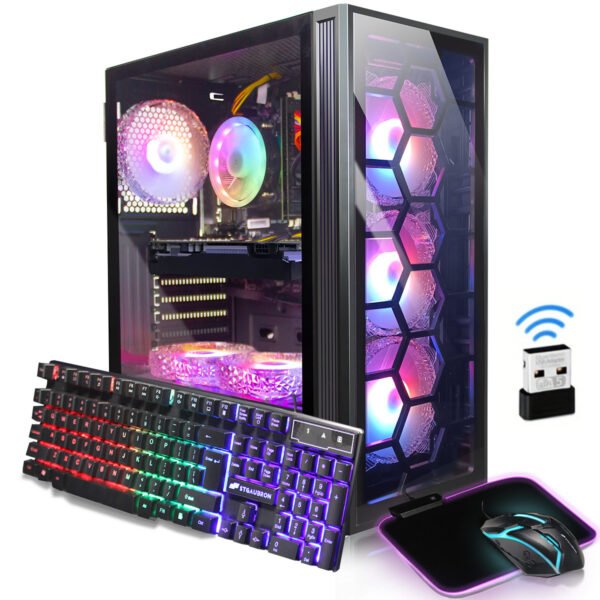 STGAubron Gaming Desktop PC, Core i7 3.4G up to 3.9G, 32G RAM, 1T SSD, GeForce GTX 1660 Super 6G GDDR6, 600M WiFi,, RGB Fan x 6, RGB Keyboard&Mouse&Mouse Pad, W10H64 - Image 2