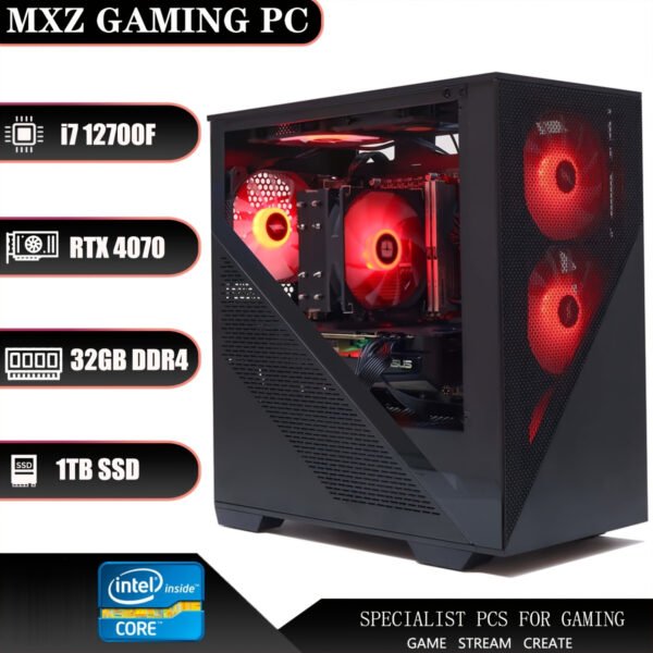 MXZ Gaming Desktop PC, Intel Core I7 12700F, GeForce RTX 4070, Gaming PC, 32GB(16GB*2) DDR4 3200MHz, NVME M2 1 TB, 6RGB Fans, Gamer Desktop Computer (I7 12700F| RTX4070)