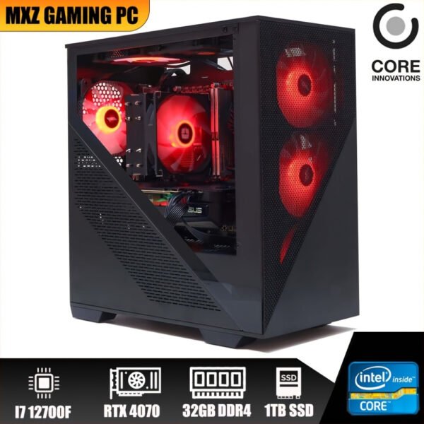 MXZ Gaming Desktop PC, Intel Core I7 12700F, GeForce RTX 4070, Gaming PC, 32GB (16GB*2) DDR4 3200MHz, NVME M2 1 TB, 6RGB Fans, Gamer Desktop Computer (I7 12700F| RTX4070)