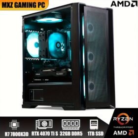 MXZ Gaming PC, AMD Ryzen 7 7800X3D, 32GB DDR5 6000MHz, KC3000 M.2 SSD 1TB, B650, 6RGB Fans, Gamer Desktop Computer Optional RTX 4070 Super|RTX 4070