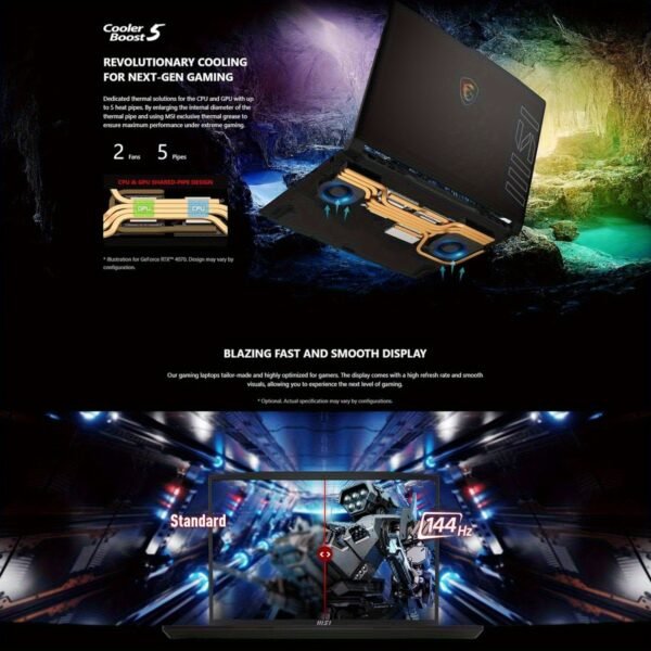 MSI Crosshair 16 Gaming Laptop, Intel Core i7 14650HX (Up to 5.2GHz), NVIDIA RTX 4070, 16" 144 Hz 16:10 FHD+ IPS Display, 64 GB DDR5, 1 TB SSD, Windows 11 Pro& MS Office Pro License, w/Accessories - Image 5
