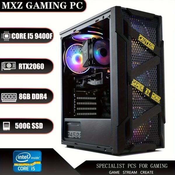 MXZ Gaming PC Computer Intel Core I5 9400F, GeForce RTX 2060, 8G DDR4, NVME M2 500GB, 5 RGB Fans, Gamer Desktop Computer (I5 9400F| RTX 2060)