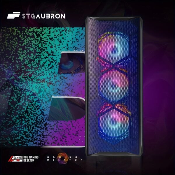 STG Aubron Gaming Desktop PC, Radeon RX 580 8G GDDR5, Core i7 up to 3.9G, 16G Ram, 1T SSD, 600M WiFi, RGB Fan x6, RGB BT Sound bar & Headphone, Windows10 Home - Image 4