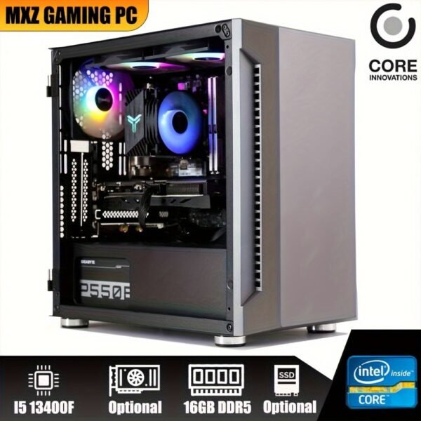 MXZ Gaming PC Computer Intel Core I5 13400F 3.6GHz, 16GB DDR4, NVME 500G/ 1 TB, 5RGB Fans, Gamer Desktop Computer Optional RX 7700XT/RX 7600/RTX2060S/RTX 4060