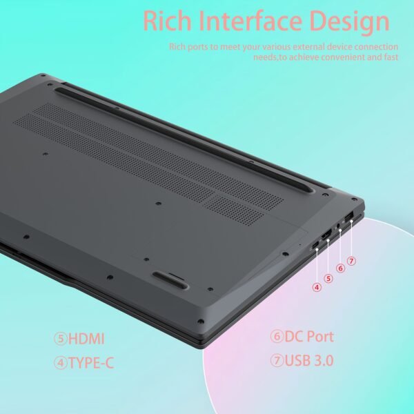 2025 Latest 15.6"Laptop With 16GB DDR4 RAM, 512GB NVMe SSD, AMD R5 3500U Quad-Cori Processor, FHD IPS Display, Backlit Keyboard, Fingerprint Recognition Module, Webcam, Privay Webcam Switch, USB3.0*2, Back To School Season, Gift, Portable, Holidays, Gray. - Image 7