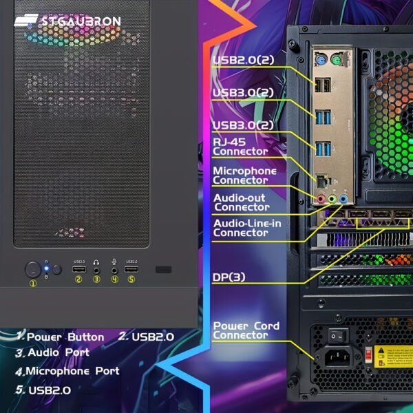STGAubron Gaming PC Computer Desktop, I7 Xeon E5 2.8Ghz, Radeon RX 580 8G, 16G DDR4 RAM, 512G SSD, 600M WiFi, RGB Fan X3, Windows 10 Home - Image 5