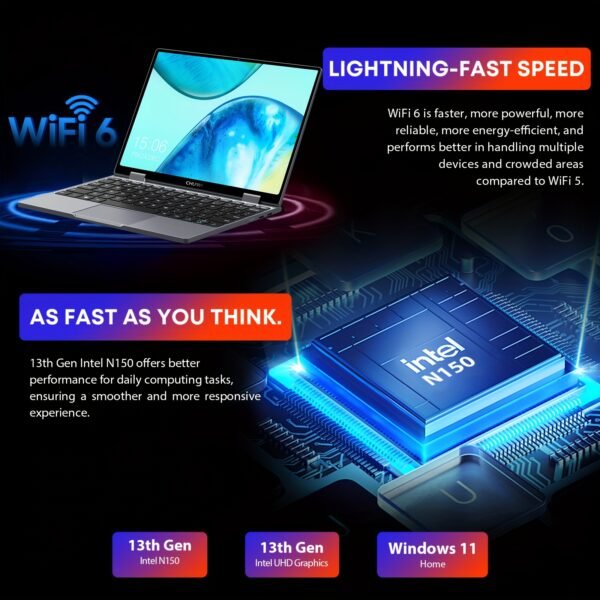 CHUWI MiniBook X 2-in-1 Touch Screen Windows 11 Laptop, 10.51'' 1920*1200 IPS Display, 512GB PCIe SSD 12GB RAM, 13th Gen Intel N150, WiFi6, BT5.2, Backlit Keyboard, 1TB SSD Expand, Type-C, PD 2.0, Webcam, 360 Rotating, Headphone Jack, FHD, LPDDR5, NoteBook Computer - Image 4