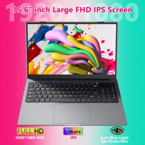 2025 Latest 15.6-inch Business Laptop with Core I7-9750H High Performance CPU 32GB RAM 512GB-1TB NVMe SSD UHD Graphics 630/ Full Featured DP P Port/RJ45 (32G+1TB SSD) Multimedia Portable Laptop for Students And Professionals | Fingerprint Secure, USB-A And Type-C Ports, HD Interface, Full Metal. - Image 3