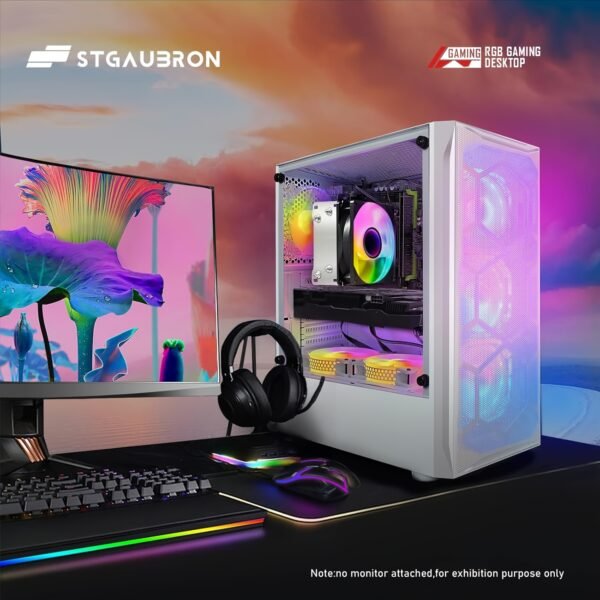 STGAubron Gaming PC Desktop, GeForce RTX 2060 Super 8G, AMD Ryzen 7 PRO 2700 Up To 4.1G, 16G DDR4, 1T SSD, 600M WiFi, RGB Fan X6, RGB Mouse Pad, Windows 11 Home - Image 4