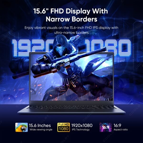 2025 New Business Cool And Thin Laptop, 15.6-inch 1080P Display, Intel Celeron N5095 Quad-core Quad-thread, 10nm Process, DDR4 16GB Special Intel Memory, M.2 NVMe 512GB Storage, Support TF Memory Card, with Push-pull Camera, Backlit Keyboard, 5000mAh Long-life Battery, Suitable for Students to Study, Business Office And Other Scenarios - Image 3