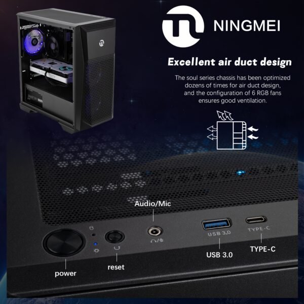 Ningmei Gaming PC AMD Ryzen 7 5700G, AMD Radeon RX 6600, 1TB SSD, 16GB RAM, Gaming Desktop - Image 6