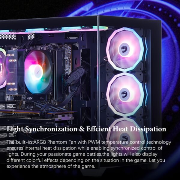 Mloong Gaming PC AMD Ryzen 7 5700X3D CPU, GeForce RTX 4060ti, 1TB NVME SSD, 32GB DDR4 RAM, 7ARGB Fans, Gaming Desktop - Image 6