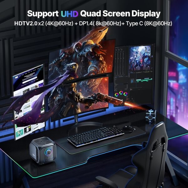 ACEMAGIC M1A Gaming Mini PC, I7 12700H(14C/20T, Up To 4.7GHz) Mini Desktop, RTX 3060, 32GB DDR5 & 1TB PCle3.0x4 SSD/8K 4-Screen/WiFi6/DP1.4/USB 4 Gaming Computer - Image 8