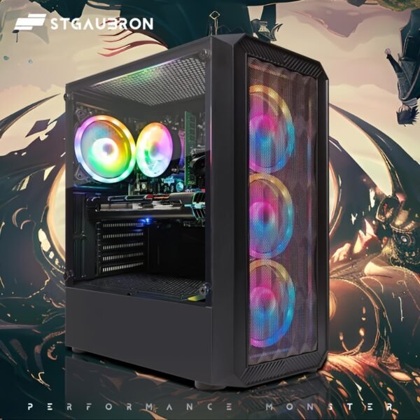 STGAubron Gaming PC Desktop, Radeon RX 580 16G, AMD RYZEN 5 PRO 2600 3.4GHZ, 16G DDR4, 512G SSD, 600m WiFi, Wireless 5.0, RGB Fan X 4, RGB Mouse Pad, Windows 11 - Image 5